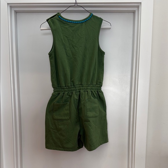 Boden girls 11/12 Green Sleeveless Romper with Blue Trim - Picture 3 of 3